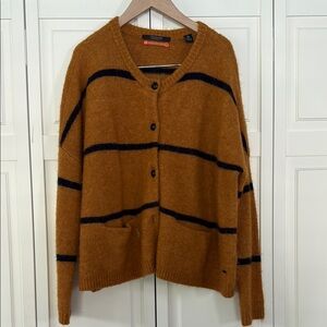 Scotch & Soda Brown and Black Striped Cardigan Sweater